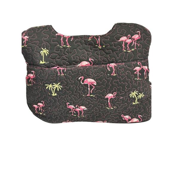 Donna Sharp Quilted Handbag Black Pink Flamingo All Over Print Tote Shoulder Bag - Picture 2 of 16